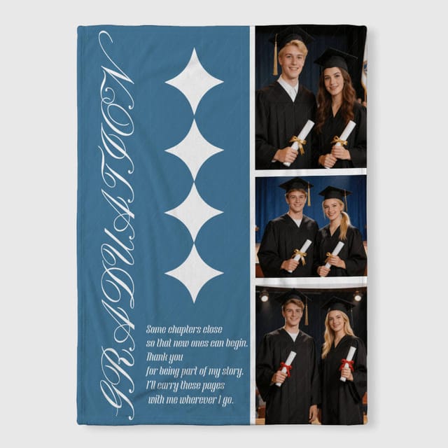 Custom Graduation Photo Fleece Blanket for Graduates Gift