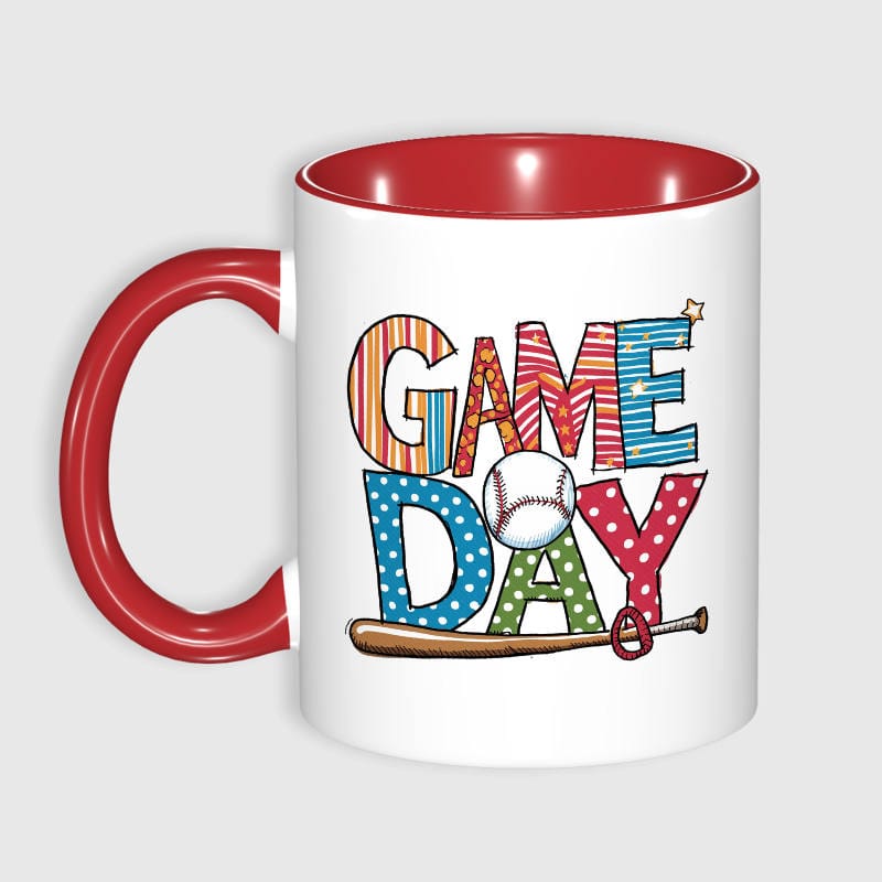 11oz Baseball Game Day Red Accent Mug for Sports Fans