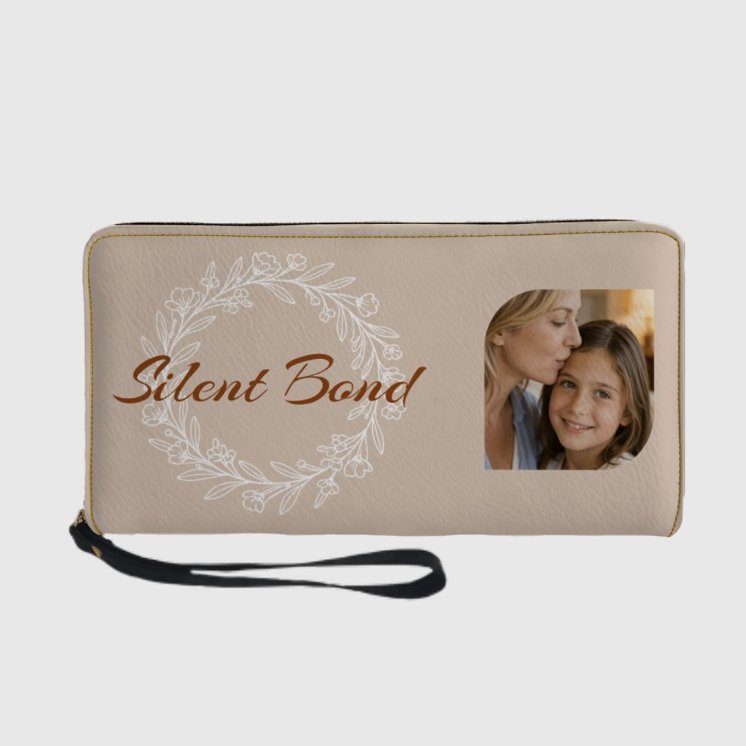 Personalized Zip Wallet with Wrist Strap PU Leather Long Wallet - 1