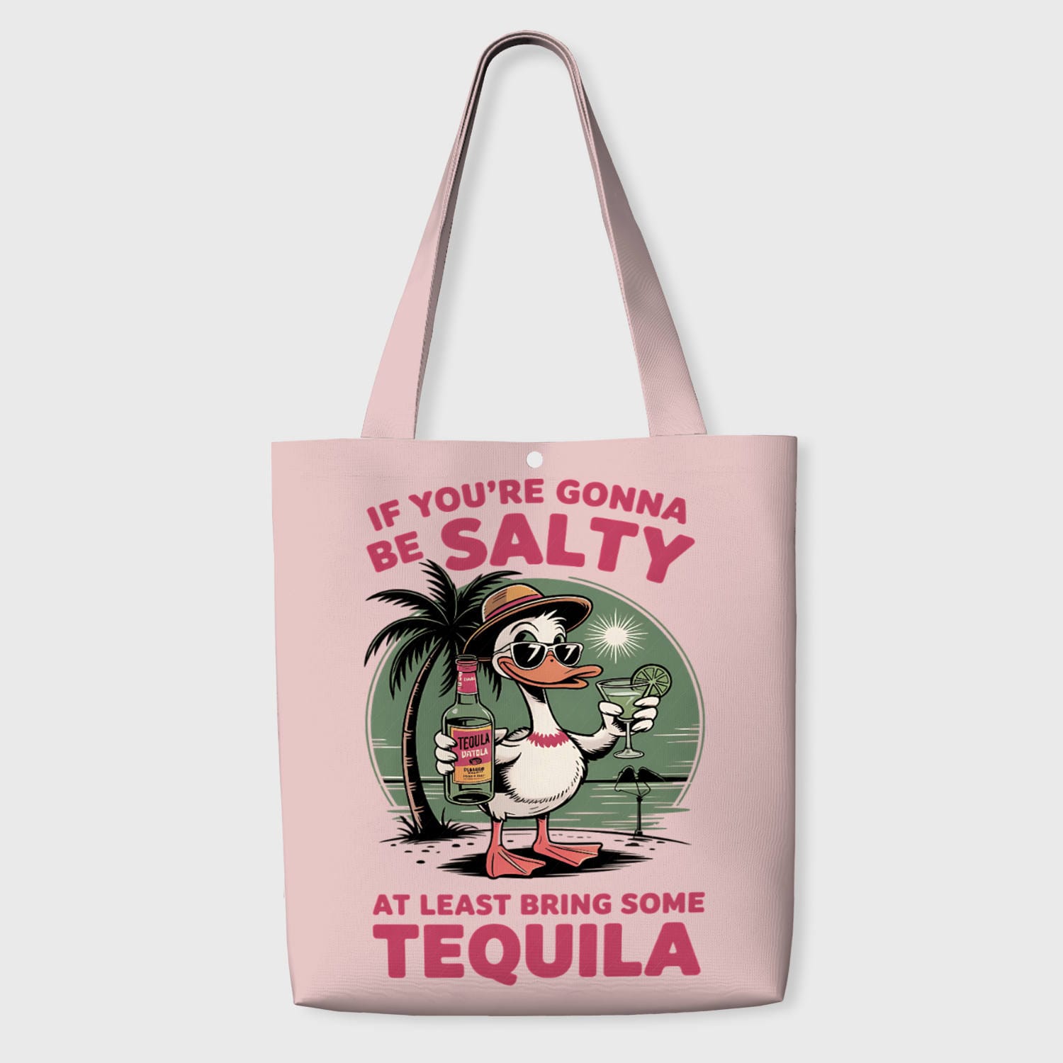Funny Tequila Duck Canvas Tote Bag for Summer Beach Gift