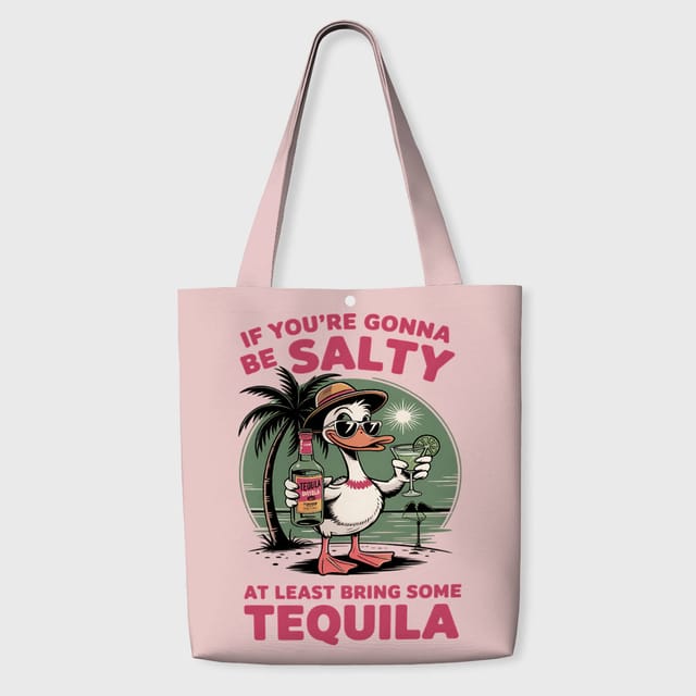 Funny Tequila Duck Canvas Tote Bag for Summer Beach Gift