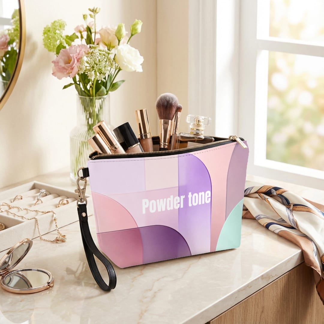 Portable Cosmetic Bag Personalized PU Makeup Pouch for Travel & Daily Use - 1