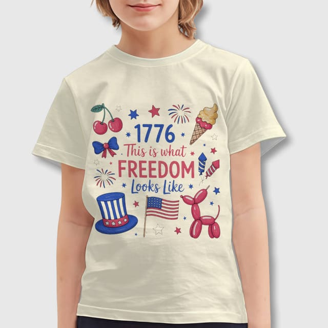 1776 Freedom Patriotic Kids T-Shirt for 4th of July Gifts