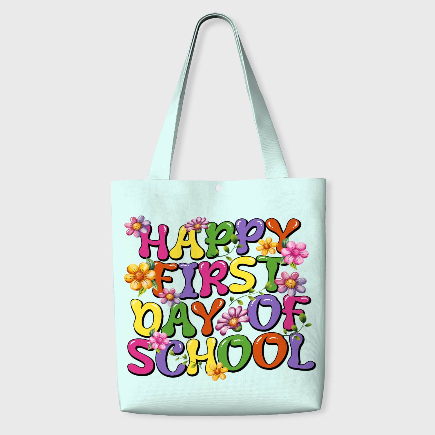 Floral First Day of School Tote Bag for Students Back to School
