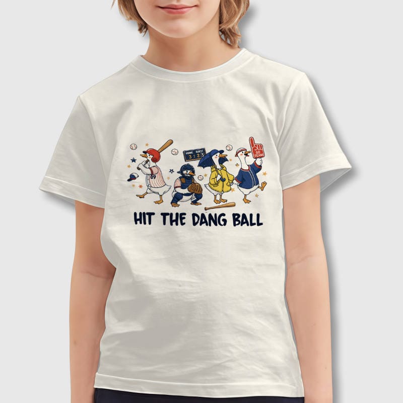 Funny Baseball Goose Kids T-Shirt for Young Sports Fans Gift