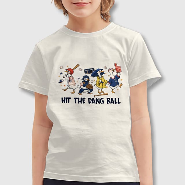 Funny Baseball Goose Kids T-Shirt for Young Sports Fans Gift