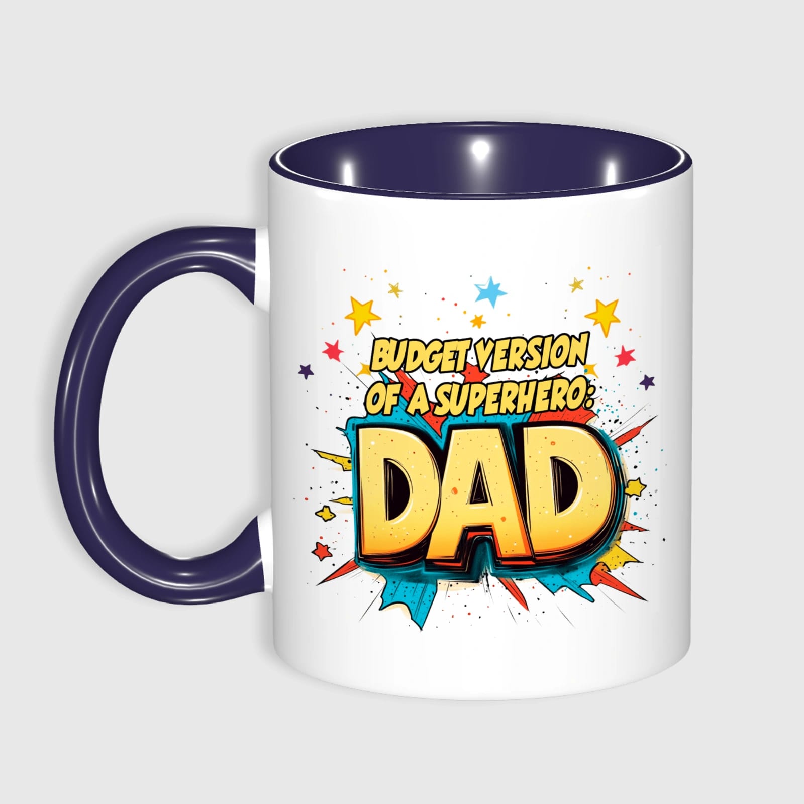 Funny Dad Superhero Quote Navy Accent Mug for Father's Day