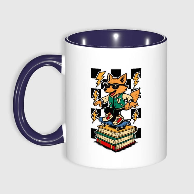 Skateboarding Fox Ceramic Mug for Students Back to School Gift