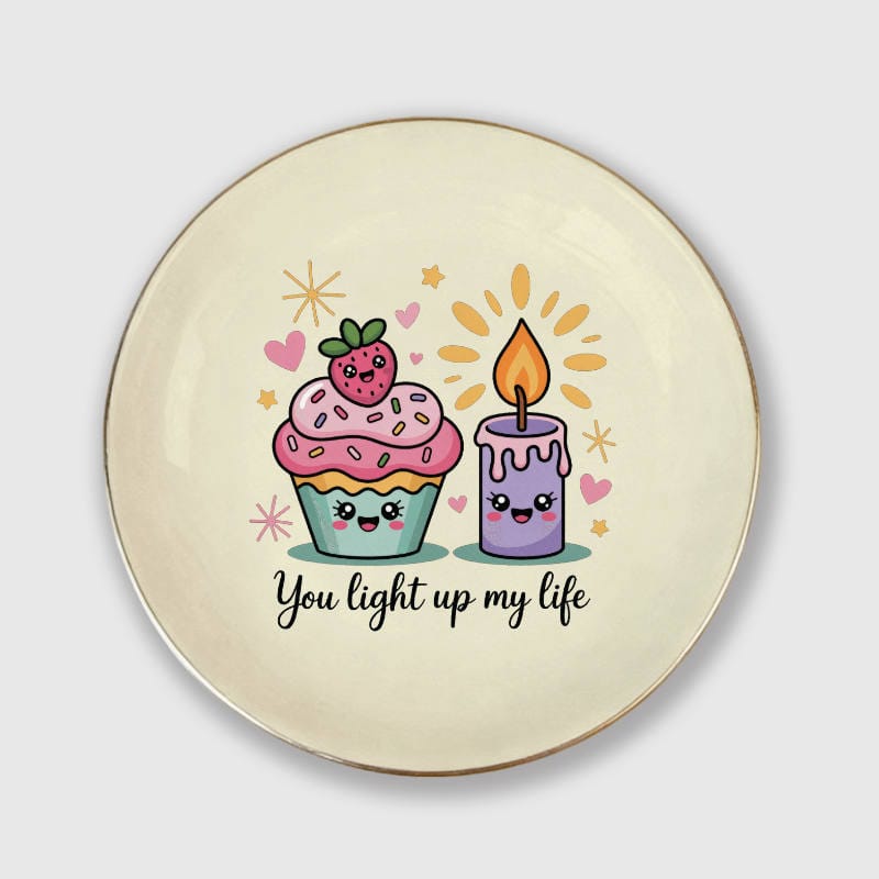 Cute Cupcake Candle Ceramic Jewelry Tray for Couple Valentine Gift