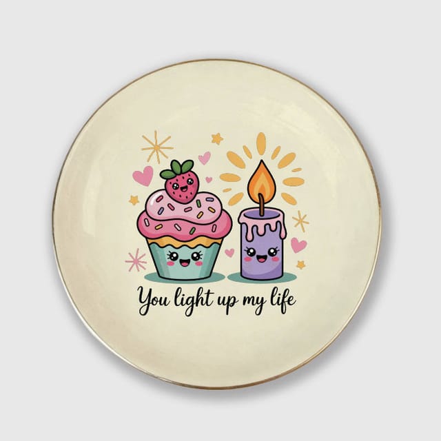 Cute Cupcake Candle Ceramic Jewelry Tray for Couple Valentine Gift