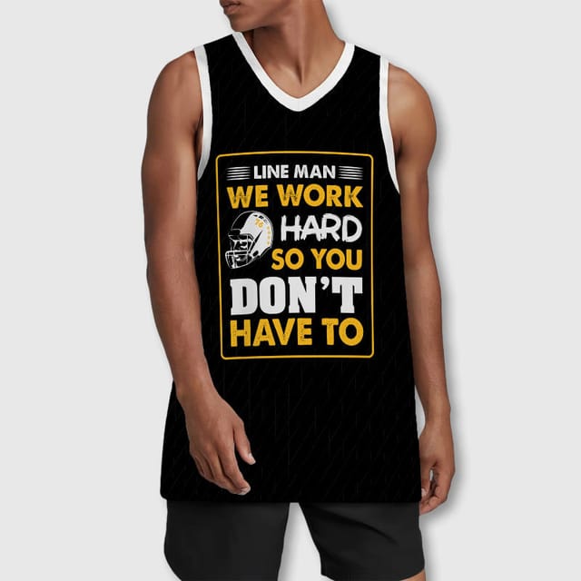 Line Man Quote Basketball Tank Top for Football Linemen Gifts