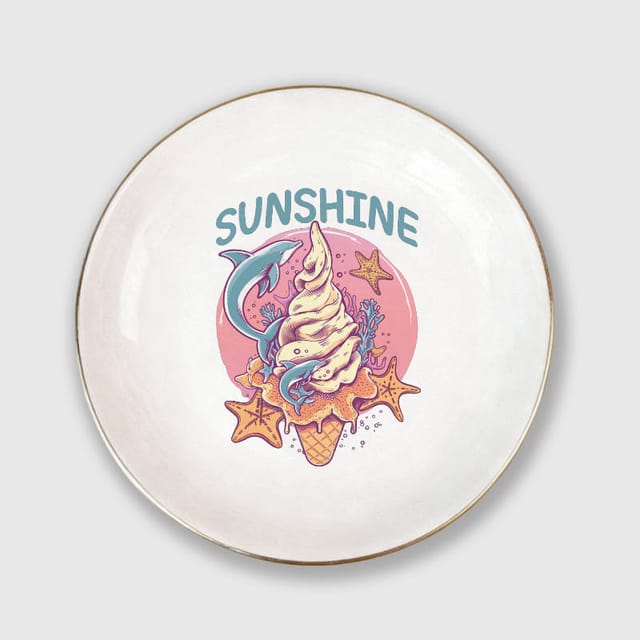 Summer Ice Cream Ceramic Trinket Dish for Beach Lovers Gift