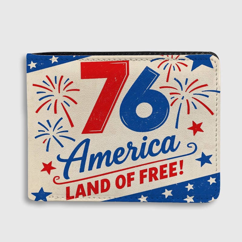 Patriotic '76 America Land of Free Bifold Wallet for 4th of July Holiday Gifting