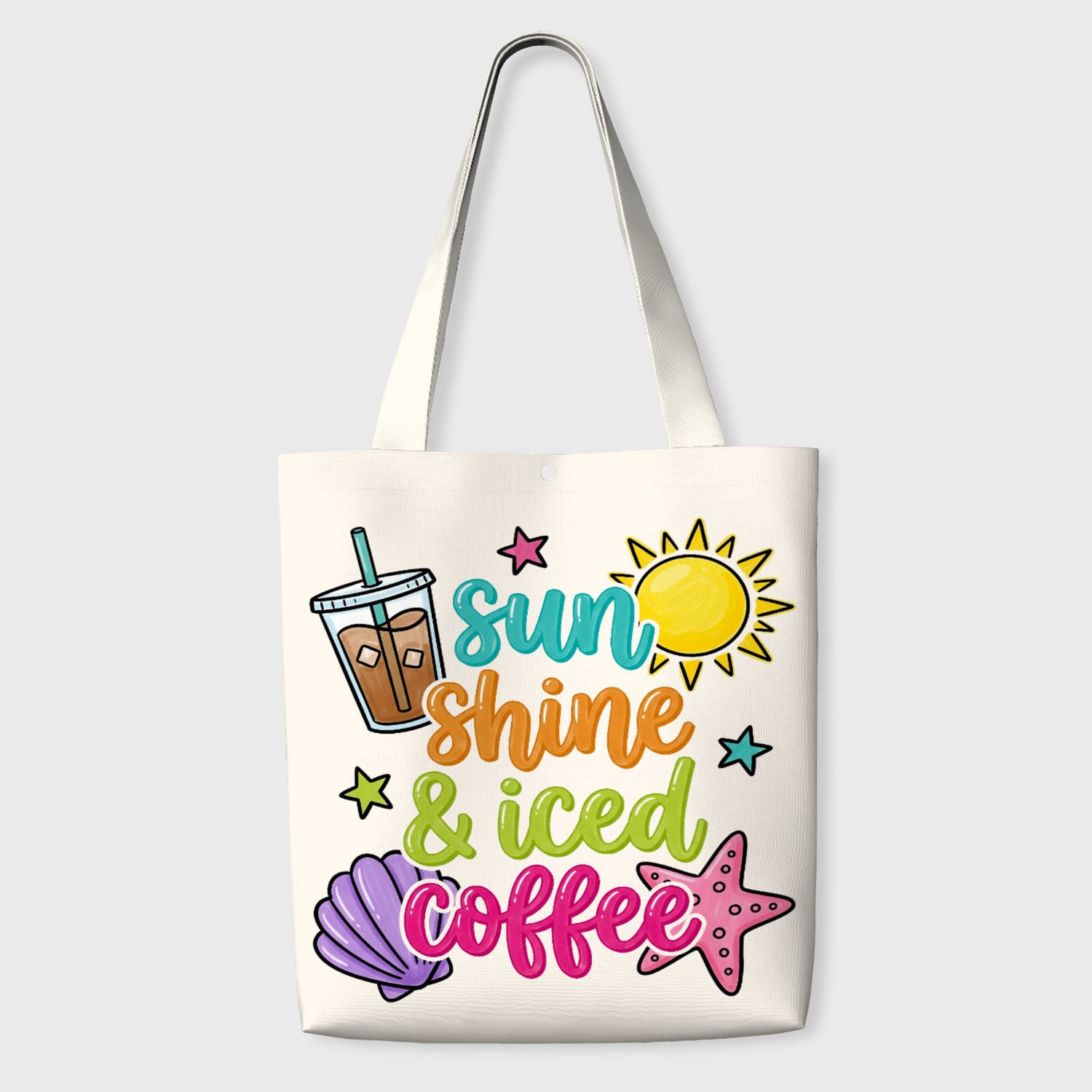 Iced Coffee Print Tote Bag for Coffee Lovers Gift