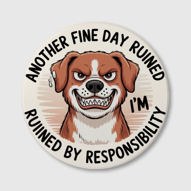 Funny Grumpy Dog Quote Ceramic Coaster for Pet Lovers Gift