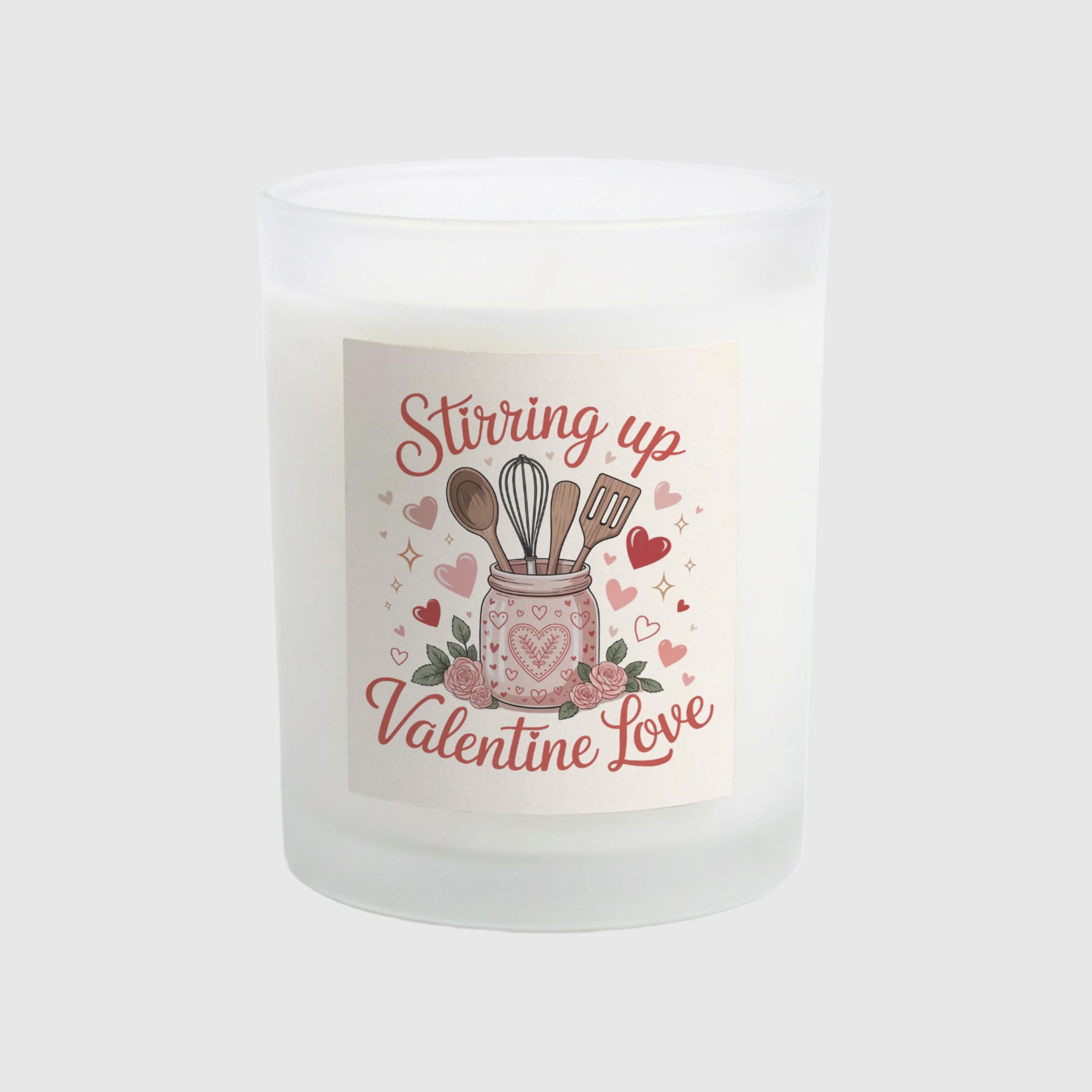 Stirring Up Valentine Love Frosted Glass Candle for Lovers Gift