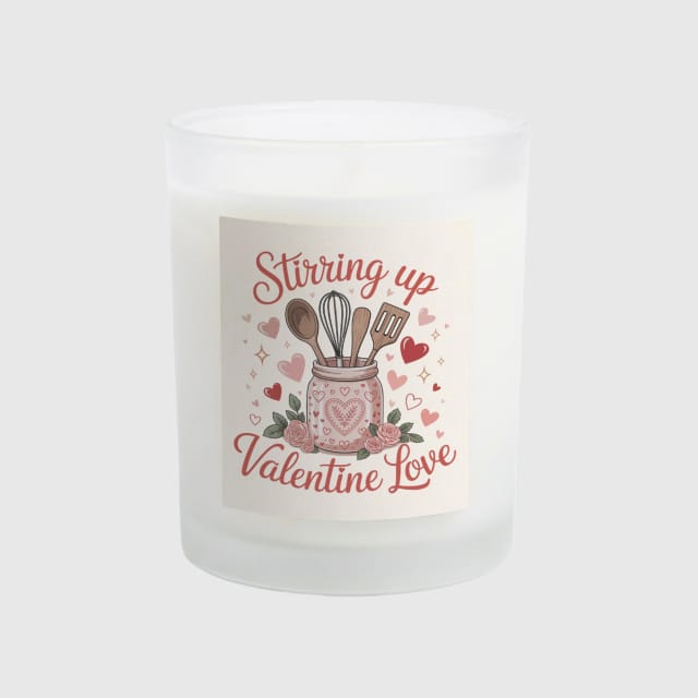 Stirring Up Valentine Love Frosted Glass Candle for Lovers Gift