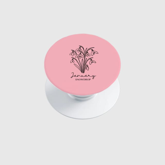 Custom January Snowdrop Phone Grip for Her Birthday Gift