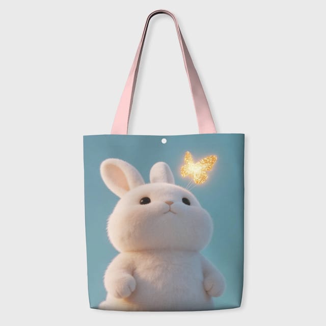 Cute Fluffy Bunny Tote Bag for Rabbit Lovers Daily Gift