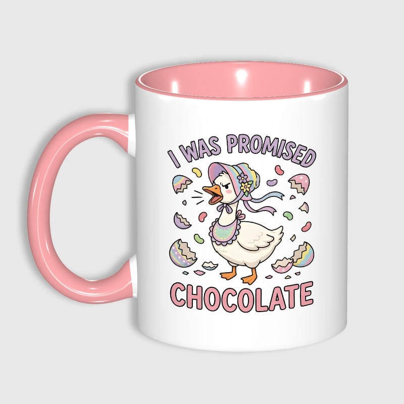Funny Easter Goose 11oz Pink Mug for Chocolate Lovers Easter Gift