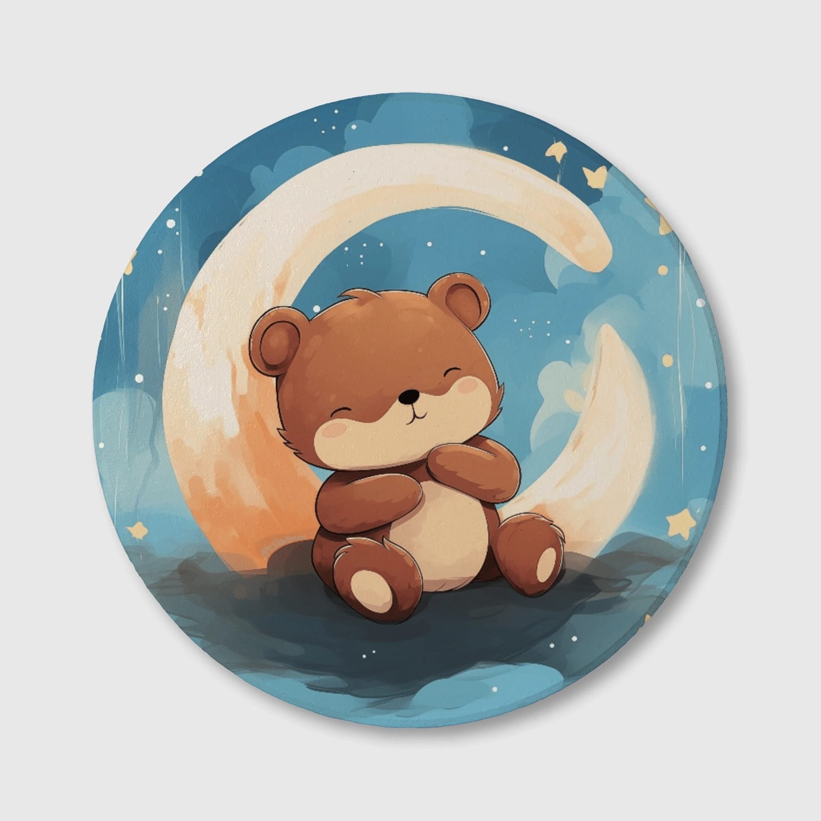 Cute Sleepy Teddy Bear Ceramic Coaster for Kids Birthday Gift
