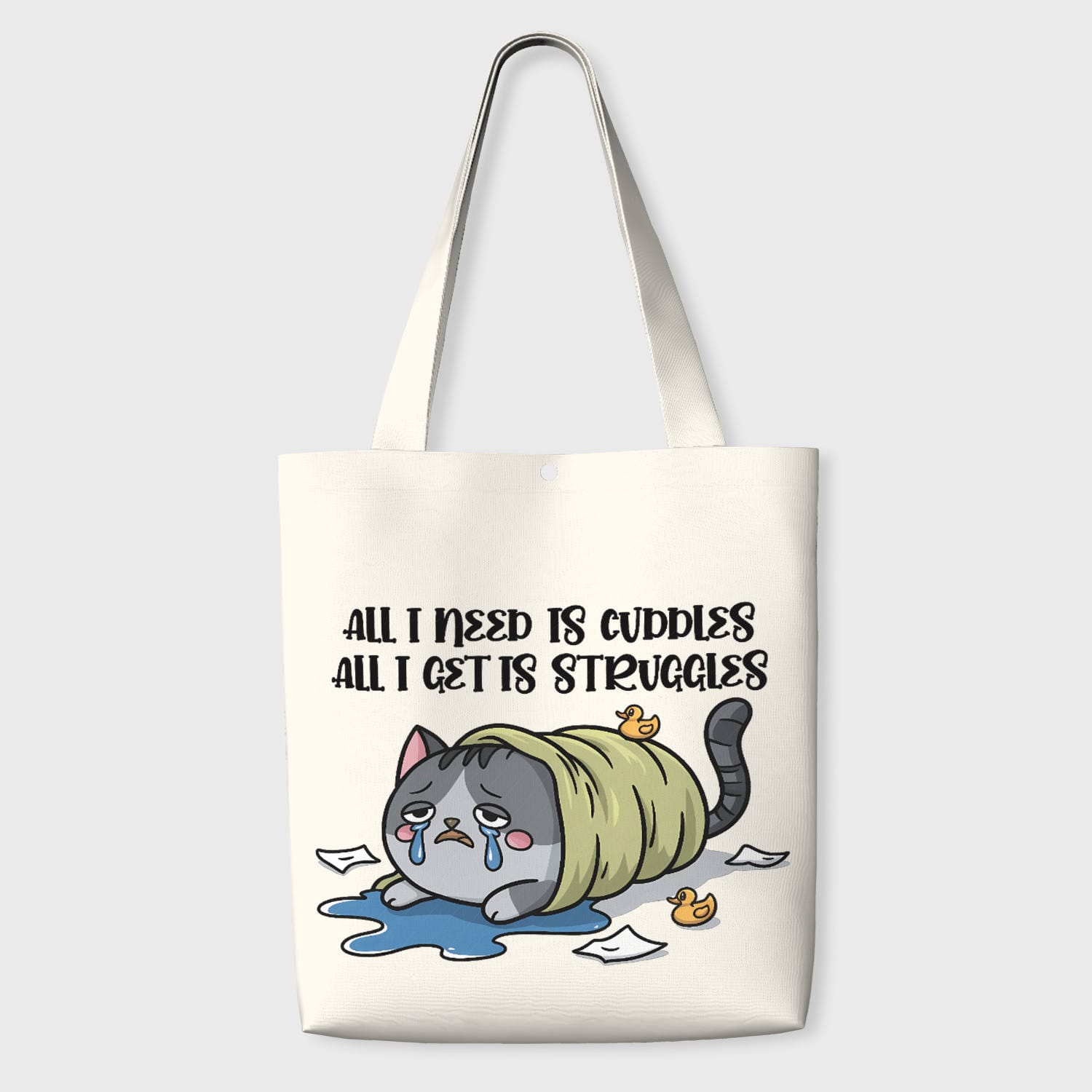 Funny Relatable Cat Quote Tote Bag for Pet Lovers Daily Use