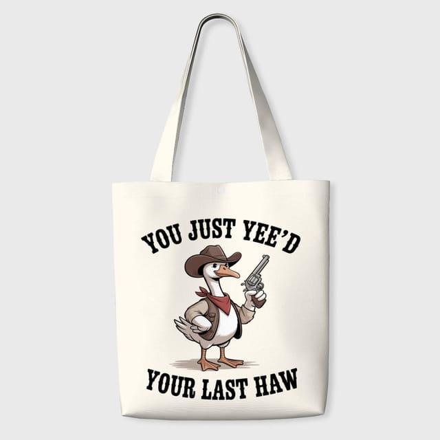Funny Cowboy Goose Tote Bag for Humor Lovers Daily Use