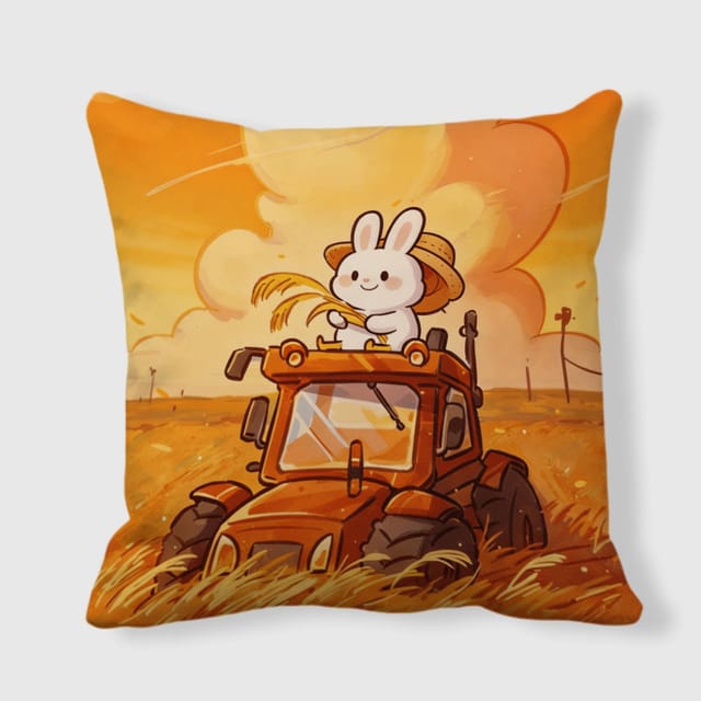 Cute Harvest Bunny Throw Pillow for Rabbit Lovers Fall Decor