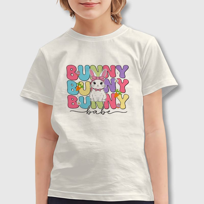Bunny Babe Easter Graphic Kids T-Shirt for Girls Easter Gift