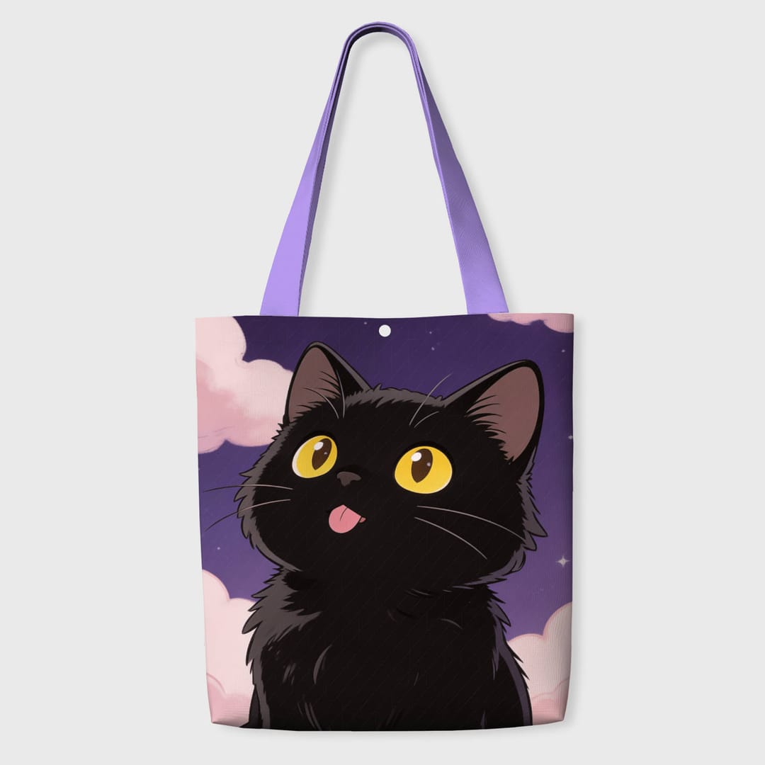 Anime Black Cat Tote Bag for Pet Lovers Daily Use - 1