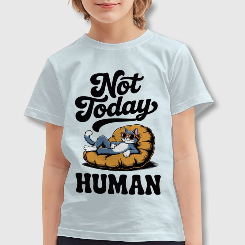Funny 'Not Today Human' Cat Kids T-Shirt for Pet Lover Gift