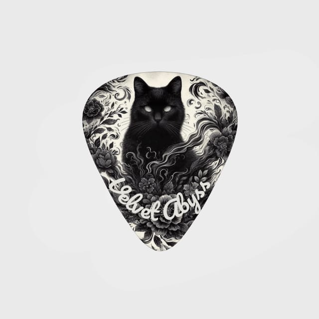 Black Cat Floral Guitar Pick for Cat Lovers Gift
