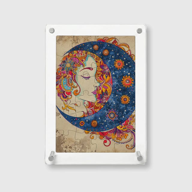Boho Moon Goddess 24pc Acrylic Puzzle for Art Lovers Birthday Gift