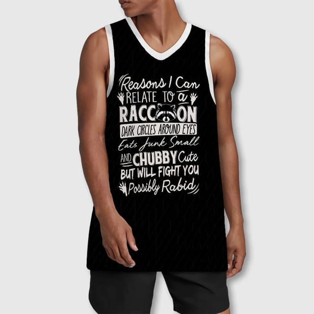 Funny Raccoon Quote Basketball Jersey for Men Casual Wear