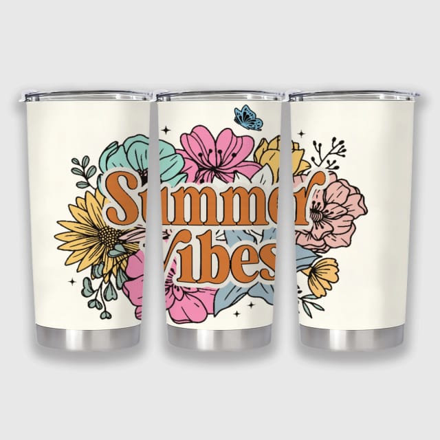 Summer Vibes Floral Travel Tumbler for Gifts