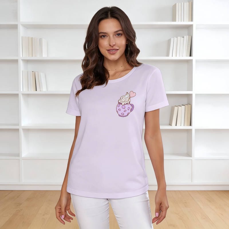 Cute Purple Dessert Mug T-Shirt for Women Valentine Gift