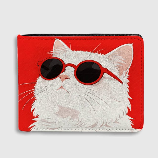 Cool Cat Sunglasses Bifold Wallet Gift for Cat Lovers