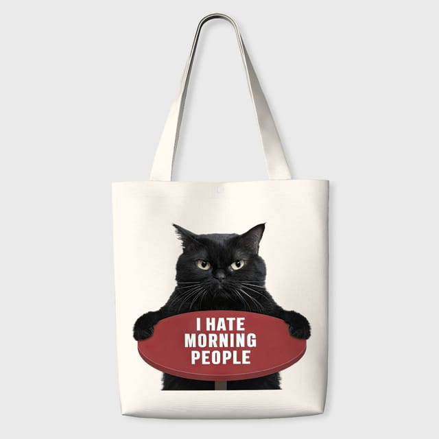 Funny Grumpy Cat Tote Bag for Cat Lovers Daily Use & Gift