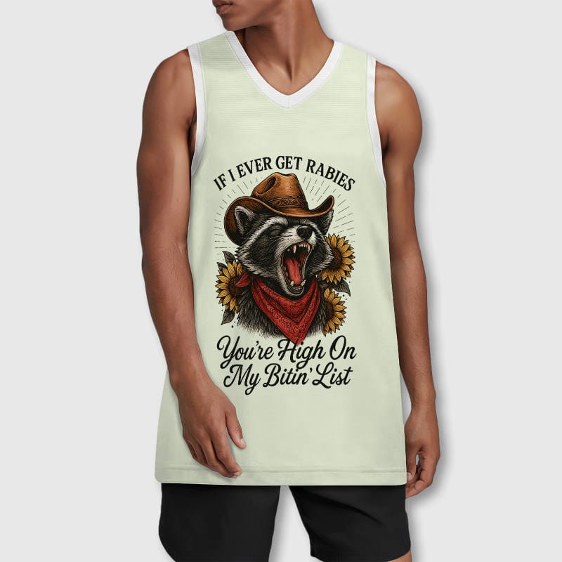 Funny Cowboy Raccoon Basketball Jersey for Animal Lovers