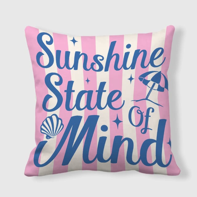 Sunshine Quote Striped Throw Pillow for Summer Home Decor