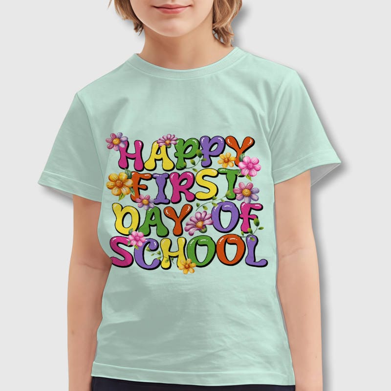 Floral First Day of School Kids T-Shirt Back To School