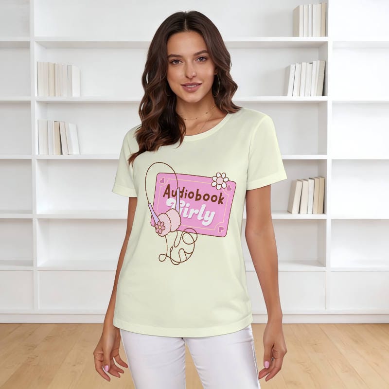 Audiobook Girly Print T-Shirt for Book Lovers Gift