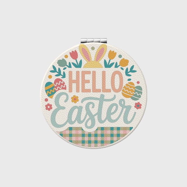 Hello Easter Bunny Pocket Makeup Mirror for Women Easter Gift