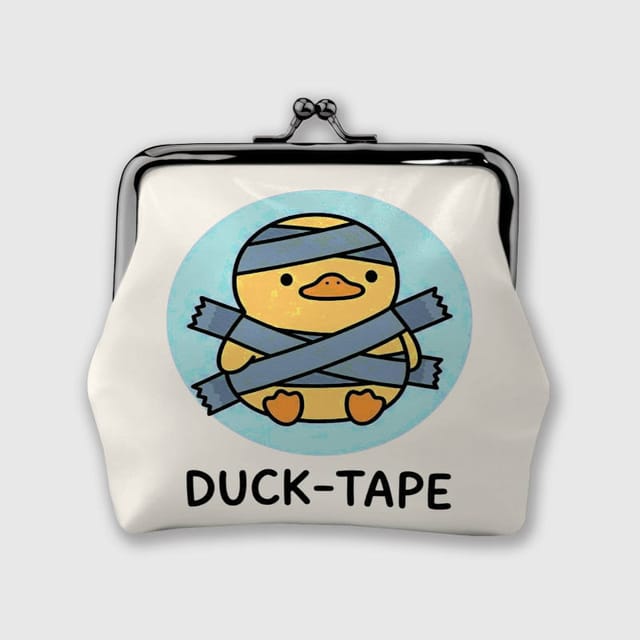 Funny Duck Tape Cartoon Kiss Lock Coin Purse | Cute Gift for Duck Lovers, White Elephant & Birthdays