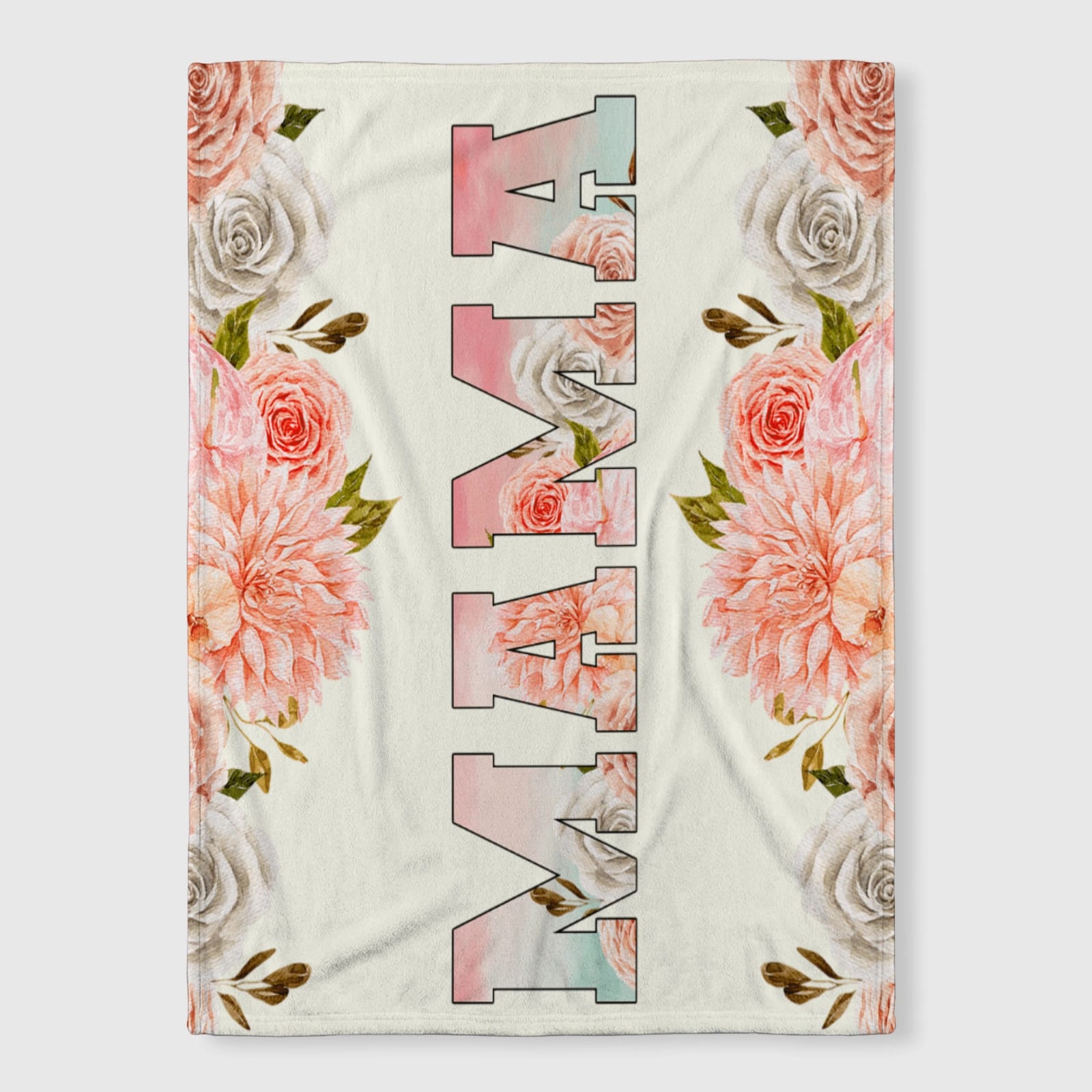 Floral MAMA Fleece Blanket for Mom Mother's Day Gift