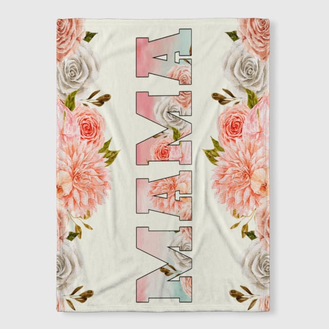 Floral MAMA Fleece Blanket for Mom Mother's Day Gift