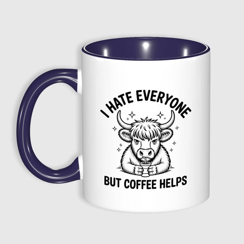 Funny Grumpy Highland Cow Coffee Mug for Coffee Lovers Gift