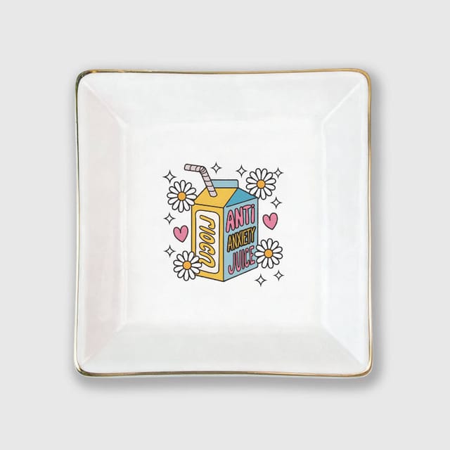 Anti Anxiety Juice Ceramic Trinket Tray for Friend Birthday Gift