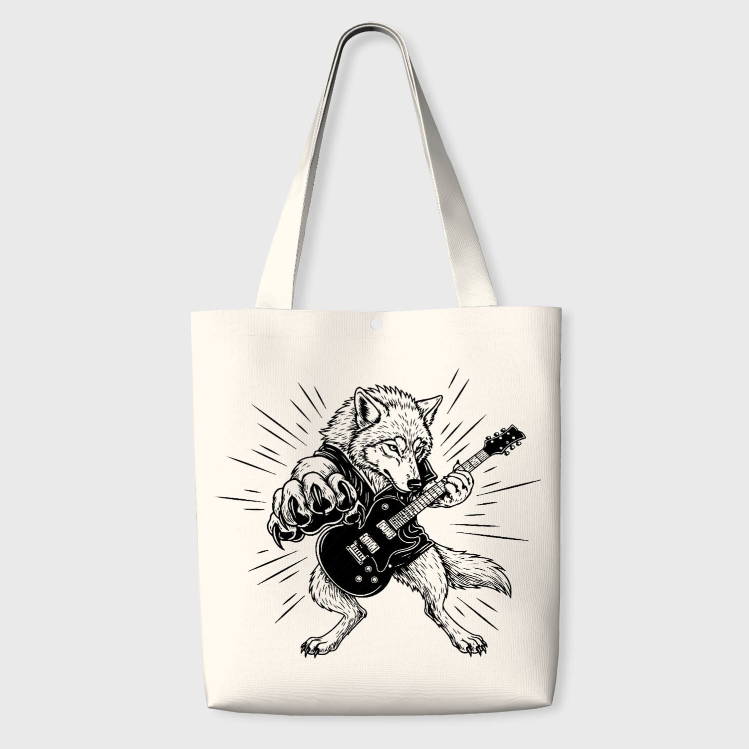 Rock Guitar Wolf Tote Bag for Music Lovers Daily Use