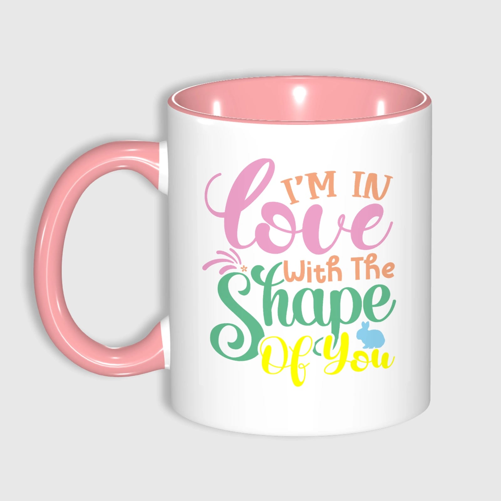 Cute Love Quote Bunny Pink Accent Coffee Mug for Valentine's Day